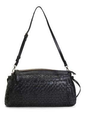 VILENCA Leather Woven East West Clutch
